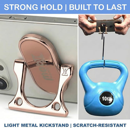 Patented 3-Finger Phone Grip & Stand - Comfortable & Secure Loop Holder for iPhone & Android - Ultra-Slim Zinc Alloy - Magnetic Mount Ready - Cell Phone Ring Alternative [Rose Gold]