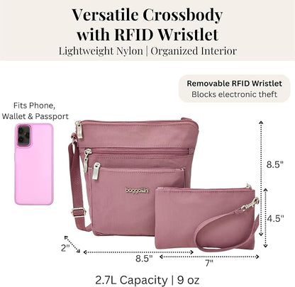 Baggallini Pocket Crossbody Bags for Women 8x8 Small Lightweight Durable Water-resistant Travel Purse W/Rfid
