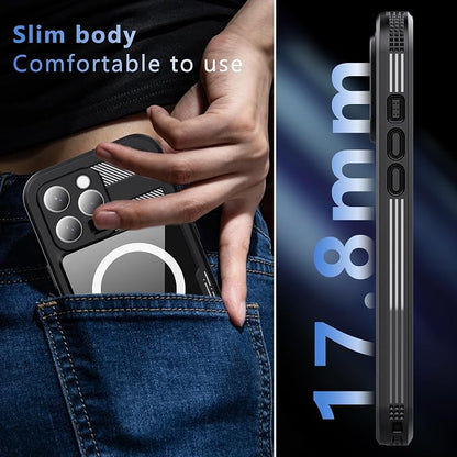 Omio Designed for iPhone 16 Pro Waterproof Case Compatible with MagSafe, Magnetic Waterproof Full Body IP68 Underwater Case Built-in Screen Protector Military Grade Shockproof Case for Men Women Black