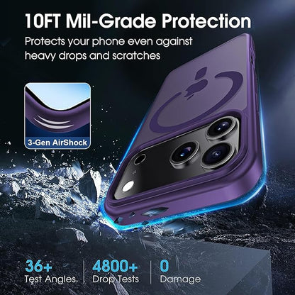 for iPhone 17 Pro Max case with Camera Lens Protector [10Ft Military-Grade Protection] Compatible with fit MagSafe Shockproof Cover Phone case for iPhone 17 Pro max 6.9 inch,Deep Purple