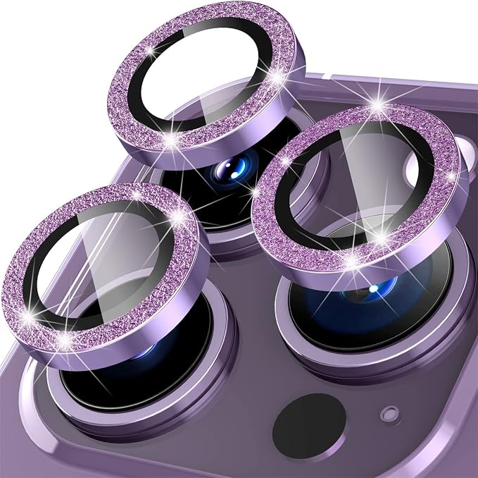 Suoman for iPhone 14 Pro Max Camera Lens Protector / 14 Pro Camera Lens Protector, Camera Cover Tempered Glass for iPhone 14 Pro Max 6.7 inch/for iPhone 14 Pro 6.1 inch [Perfectly Fit]-Bling-Purple