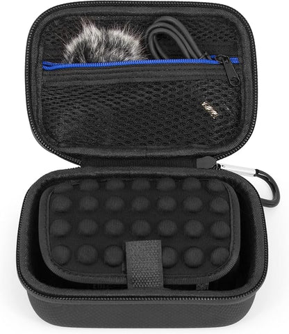 CASEMATIX Travel Case Compatible With DJI Mic 2 Wireless Microphone Kit or Original - Compact Lavalier Microphone Protection to Carry Lav Mic in Charging Case and Small Accessories