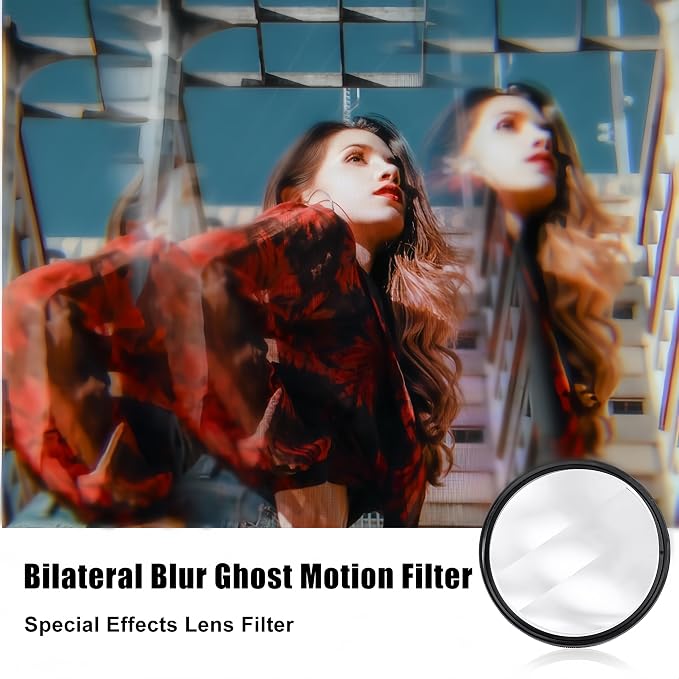 GREEN.L 77mm Motion Blur & Ghost Effect Filter — 360° Rotatable Bilateral Prism for Creative Photos & Videos, Premium Optical Glass with Case & Cloth