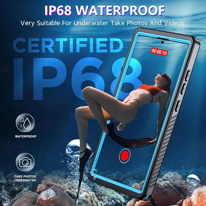 2025 New for Samsung Galaxy S24 Ultra Case Waterproof, [Built-in Camera & Screen Protector][Military Grade Shockproof][IP68 Underwater][Dustproof][Dropproof] Full Body Phone Case for S24 Ultra 6.8"
