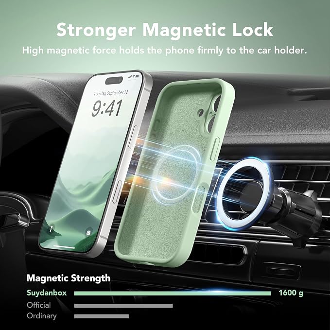 Magnetic for iPhone 16 Plus Case, Compatible with MagSafe, [Full Camera Protection][Screen Protector] Silicone Shockproof Protective Phone Case for iPhone 16 Plus 6.7", Matcha