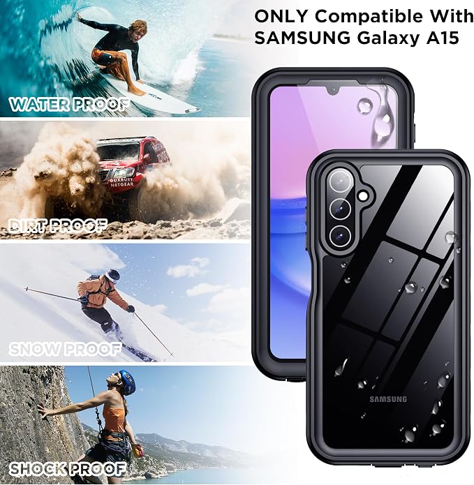 for Samsung Galaxy A15 5G Case Waterproof, [IP68 Underwater][Dropproof][Dustproof][Real 360] [Non-Slip] Heavy Duty Tough Rugged Shockproof Protective Phone Case for Galaxy A15 5G 6.5",Teal