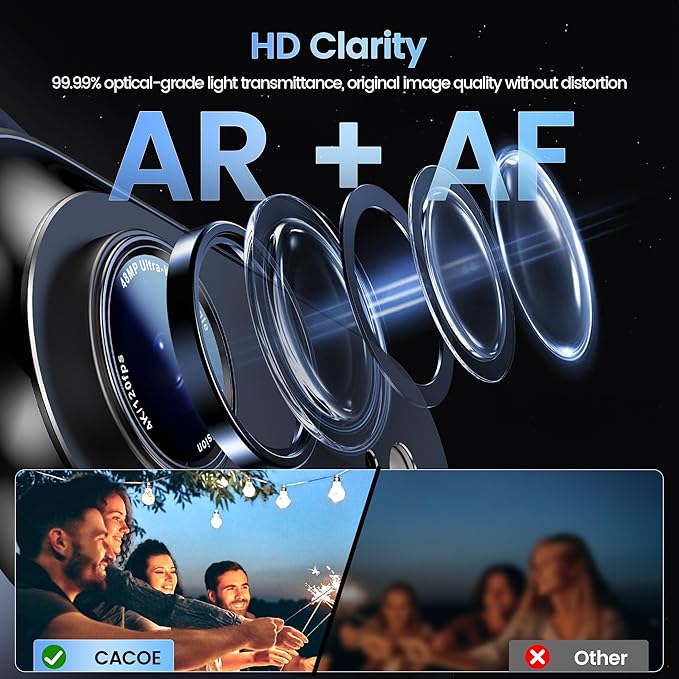 CACOE Camera Lens Protector for iPhone Air - Metal Frame Tempered Glass Cover, [Anti-Scratch] [Drop-Proof][Strong-Adhesion] Camera Screen Cover(Dark Black)