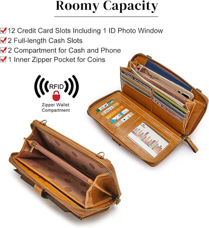 S-ZONE Vegan Leather Crossbody Bags for Women Small Cell Phone Purse RFID Blocking Clutch Purses with 2 Straps