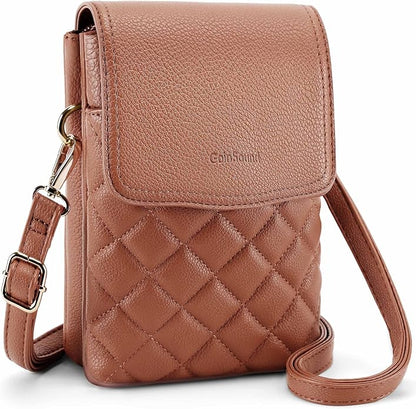 RFID Small Crossbody Purses for Women Quilted Cell Phone Purse with RFID Blocking Credit Card Slots