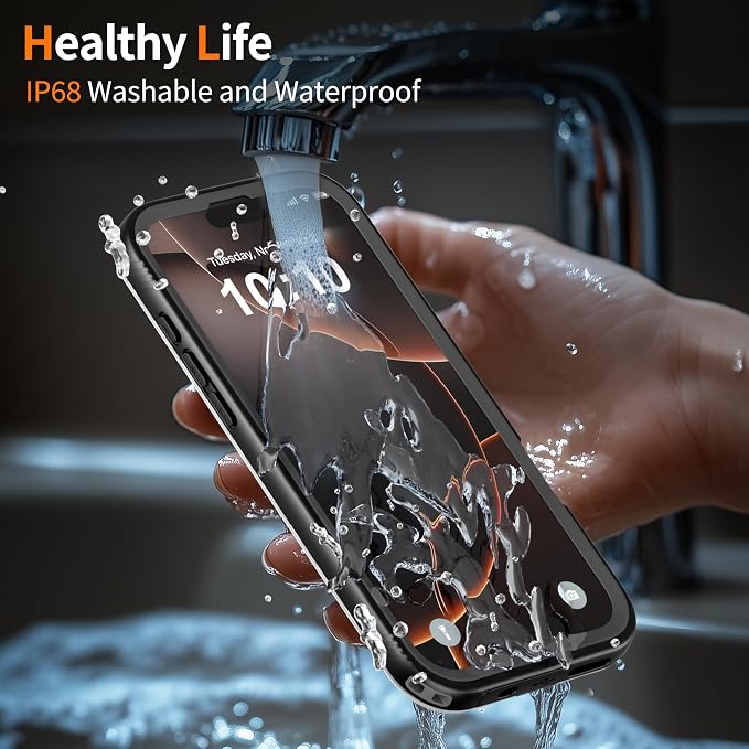 Cozycase for iPhone 16 Pro Case Waterproof - 360 Heavy Duty with Screen/Camera Protector Shockproof IP68 Underwater Dustproof Water Dust Shock Proof Full Body/Front and Back Case Black/Frosted Clear