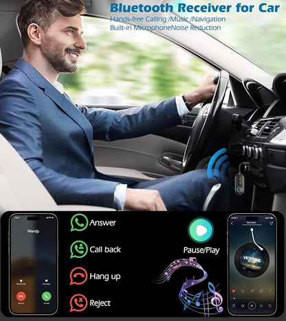 Airplane Bluetooth Adapter for Headphones, Bluetooth Transmitter for TV to Headphones, 3.5mm Car Adapter for Handsfree Call Music, Audio Receiver for Home Speaker, KAIY Wireless Transmitter Receiver