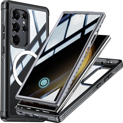 Magnetic Privacy Case for Samsung Galaxy S24 Ultra, Military Grade Protection, Fit for MagSafe, Anti Peep Privacy Screen Protector Soft Edge Full Camera Lens Protected Shockproof Anti Spy Phone Case