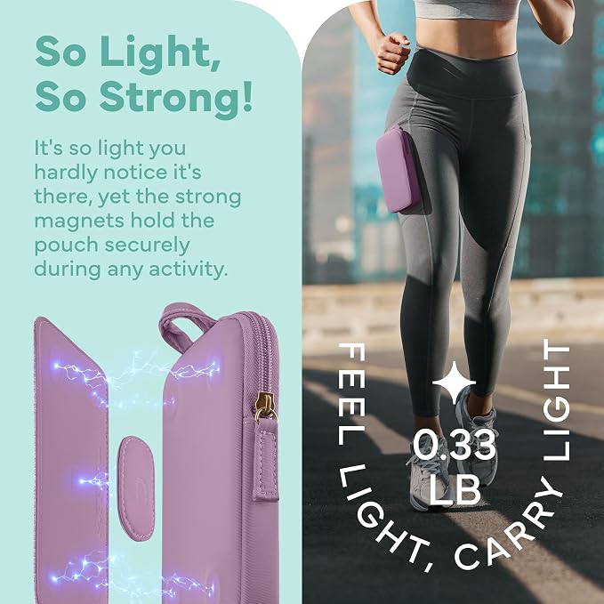 Running Phone Holder – Max Comfort Lightweight Magnetic Pouch for Running & Fitness, Strap-Free Hands-Free Carrier for Waist, Thigh or Chest – Splash Resistant, Breathable – Fits All Phones – Violet