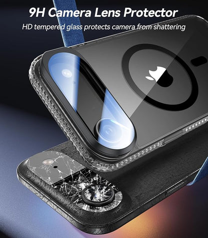 [Upgraded Full Camera Protection] for iPhone Air Case with Camera Cover Stand [Fit for MagSafe][10FT Mil-Grade Protection] Transparent Magnetic Phone Cover for iPhone 17 Air Case, Clear Black