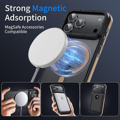 for iPhone 17 Pro Max case with Camera Lens Protector [10Ft Military-Grade Protection] Compatible with fit MagSafe Shockproof Phone case for iPhone 17 Pro max 6.9 inch, Desert Brown Bumper