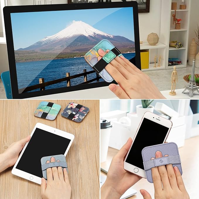 Fintie Screen Cleaning Pad, [4 Pack] Soft Cloth Wipes Screen Cleaner with Elastic Strap for iPad, iPhone, MacBook, Tablets, Laptop (Blooming Hibiscus)