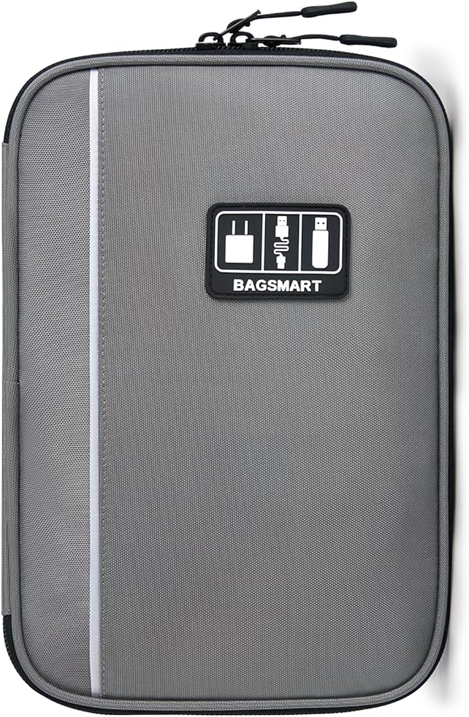 BAGSMART Large Electronics Organizer Travel Case for Tech Accessories, Blue | Tech Accessories, Cord Storage Bag, For Phone, Power Bank, SD Card, Cables