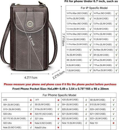 S-ZONE Women RFID Blocking Crossbody Cell Phone Purse Small Faux Leather Wallet Purse