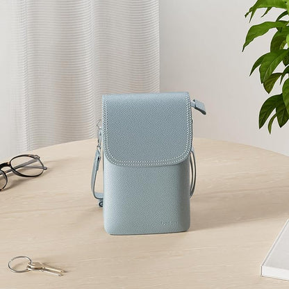 befen Genuine Leather Small Crossbody Bags for Women Cell Phone Bag Cross Body Purses,Silver Zipper