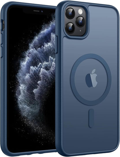 FNTCASE for iPhone 11 Pro Case: [Compatible with Magsafe] Translucent Matte Magnetic Phone Cover - Military Grade Drop Protection Shockproof Protective for iPhone 11Pro 2019 Cases - Blue