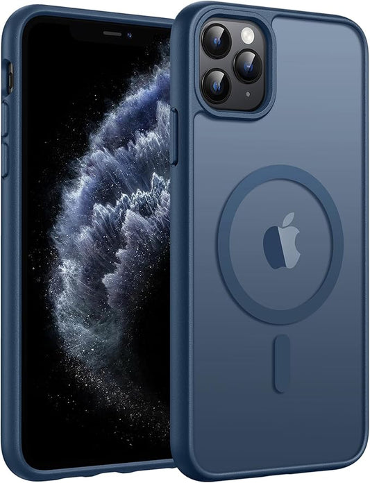 FNTCASE for iPhone 11 Pro Case: [Compatible with Magsafe] Translucent Matte Magnetic Phone Cover - Military Grade Drop Protection Shockproof Protective for iPhone 11Pro 2019 Cases - Blue