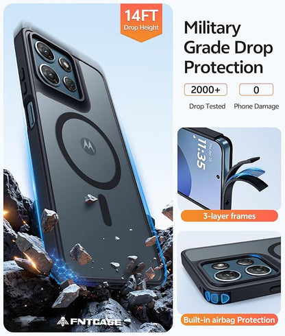 FNTCASE for Moto G 2026/2025 Case: Motorola Moto G Play 5G 2026 Case [Compatible with Magsafe] Translucent Matte Cases with [Screen Protector] Military Grade Shockproof Protective Phone Cover -Black