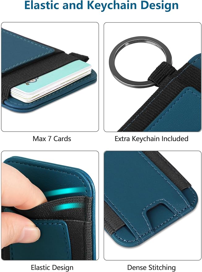 ExtreLife for Magsafe Wallet, Strongest Magnetic Wallet for iPhone 17/16/15/14/13/12 Series, for Magsafe Card Holder with 2 Card Slots, RFID Blocking, Slim, Vegan Leather, Hold 7 Cards, Blue