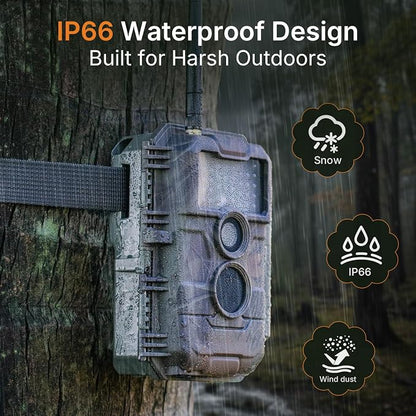 GardePro E6 WiFi Trail Camera (Non-Cellular), 64MP Photos, 1296P HD Video, App Control with Live View, 110° Wide-Angle, No-Glow Night Vision, Motion Activated