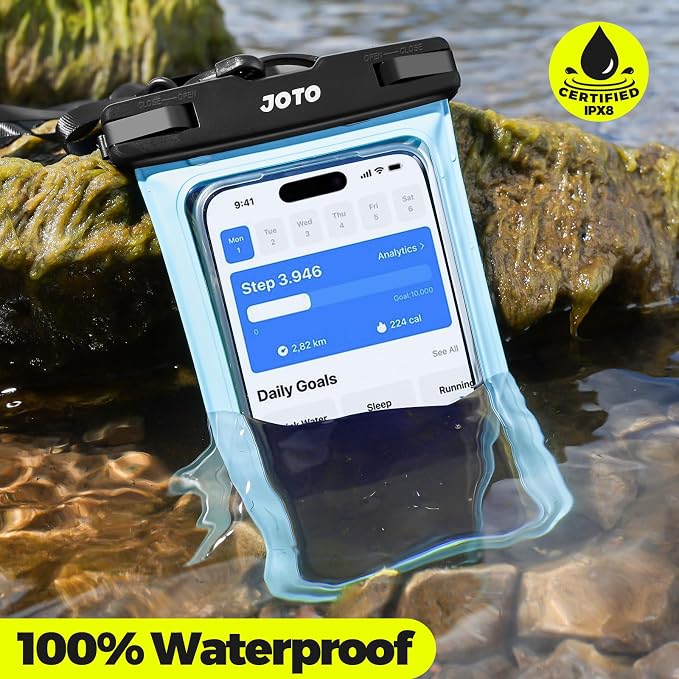 JOTO 2 Pack Waterproof Phone Pouch Case Up to 7", IPX8 Underwater Phone Case Cellphone Dry Bag for iPhone 17/Air 16 15 14 13 12 Pro Max Xs Max XR X 8 7 6S Plus SE/Galaxy S24 S23 S22 -Blue & Orange
