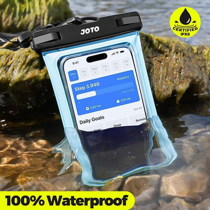 JOTO 2 Pack Waterproof Phone Pouch Case Up to 7", IPX8 Underwater Phone Case Cellphone Dry Bag for iPhone 17/Air 16 15 14 13 12 Pro Max Xs Max XR X 8 7 6S Plus SE/Galaxy S24 S23 S22 -Blue & Orange