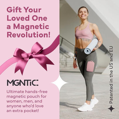 Running Phone Holder – Max Comfort Lightweight Magnetic Pouch for Running & Fitness, Strap-Free Hands-Free Carrier for Waist, Thigh or Chest – Splash Resistant, Breathable – Fits All Phones – Pink