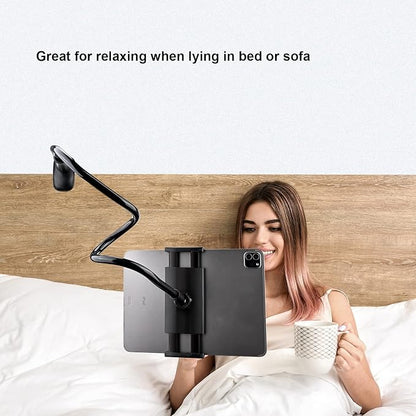 Gooseneck Tablet Holder Stand, Kindle Holder for Bed 33in Flexible Long Arm Clamp Clip Mount for iPad, iPhone, Switch, Galaxy Tabs, Kindle Fire, Phone 4.7''-11'' Tablet Devices