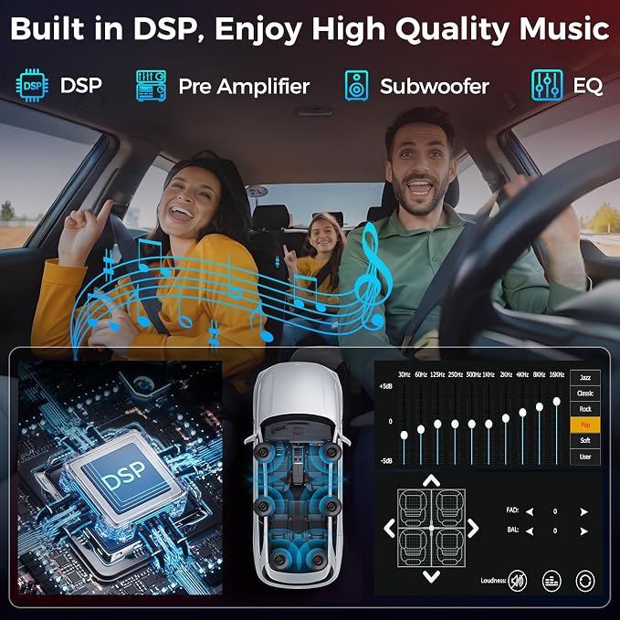 7" Double Din Car Stereo with Wireless Apple Carplay & Android Auto, Bluetooth, 240W, SWC, Subwoofer Out, Mirror Link, USB-C/AUX/TF, FM/AM Car Radio Receiver, Backup Camera