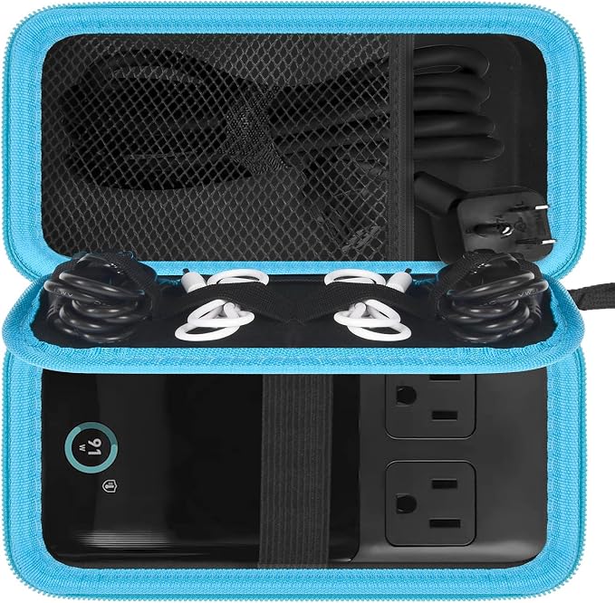 Comecase Travel Case for Anker 727/ Prime 6-in-1 USB C Charging Station | Hard Shell, Mesh Pocket and Elastic Cable Slots for Travelers, Business Trips, Camping and Remote Work, Box Only - Blue