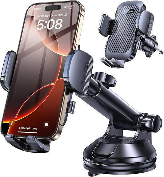 Romuto Phone Holders for Your Car Phone Holder Mount【Super Suction】Cell Phone Mount for Car Accessories for Women Men Windshield/Vent/Dash Truck Stand Desk Mount Clamp Holder for iPhone Samsung Camera