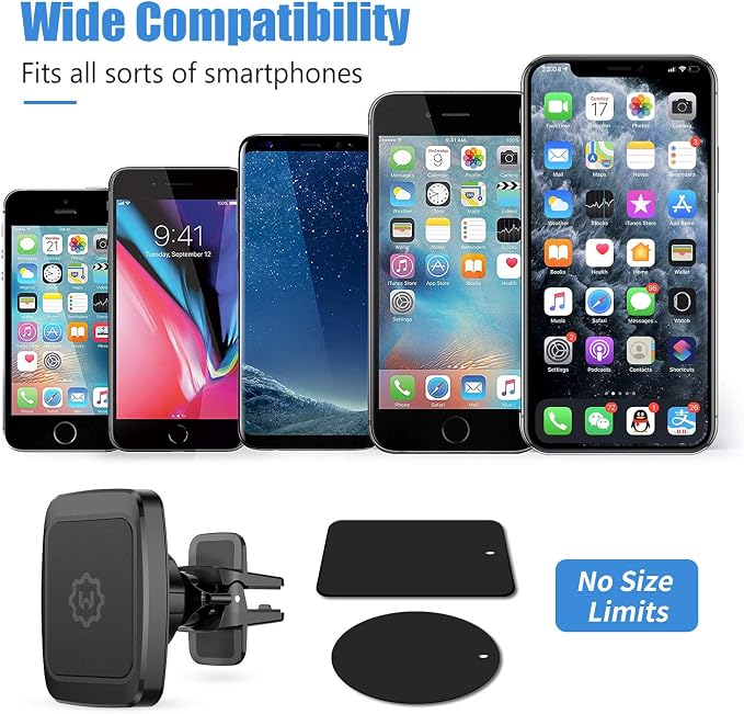 WixGear Magnetic Phone Car Mount, [2 Pack] Air Vent Car Phone Mount Holder, Phone Holder for Car with Twist-Lock Base, Compatible with All Smartphones