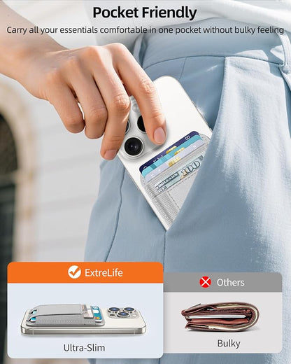 Upgraded for Magsafe Wallet, Strongest Magnetic Wallet, for iPhone Magsafe Walle t with 2 Card Slots, Magnetic Card Holder for iPhone 17/16/15/14/13/12 Series, Vegan Leather, Fit 7 Cards, Light Gray