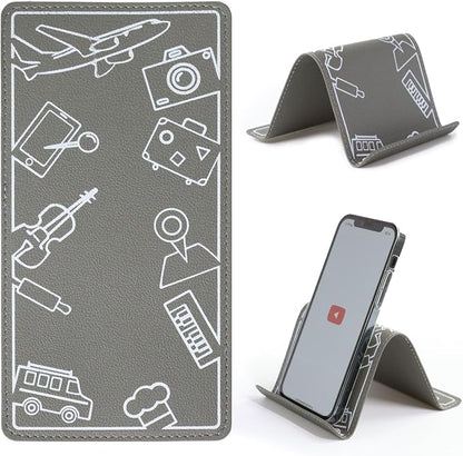 Adjustable Angle Phone Stand Tablet Holder, Sturdy Universal for All Smartphones - Foldable Portable for Desk, Travel, Home, Kitchen, Bed, Treadmill, Airplane, Gray