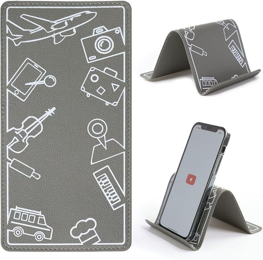 Adjustable Angle Phone Stand Tablet Holder, Sturdy Universal for All Smartphones - Foldable Portable for Desk, Travel, Home, Kitchen, Bed, Treadmill, Airplane, Gray