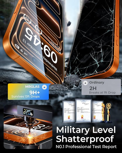 MRGLAS TOP 9H+ Glass 2+2 Packs for iPhone 17 Pro Max Screen Protector with Camera Lens Protector [Zero Bubble][10X Military Protection] 17 ProMax Tempered Glass Full Edge Coverage, Case-Friendly