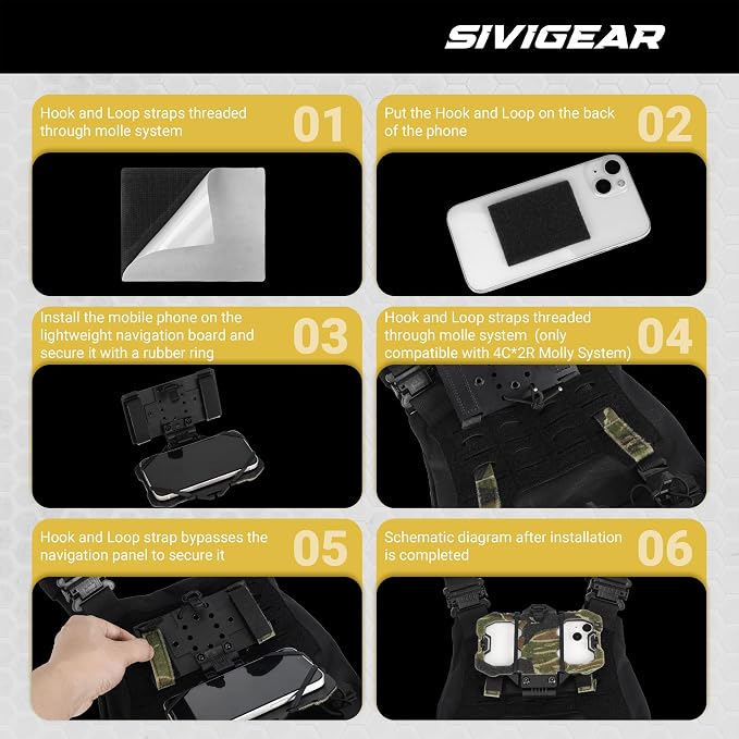 Tactical Phone Holder,Plate Carrier Phone Mount Not Block the Phone Camera Molle Phone Holder for Hunting,Duty,Hiking