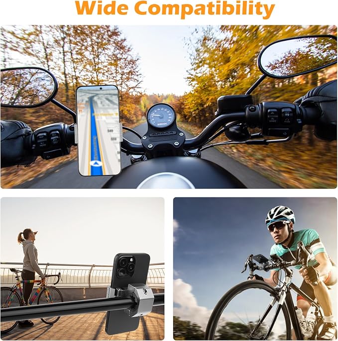 Phone Holder for Bike - Aluminum Alloy Bike Phone Mount Holder,360° Adjustable Handlebar Cellphone Stand-Horizontal & Vertical Vlog Shooting, Ebike Accessories Fit for Motorcycle/Scooter,Gray 88001A