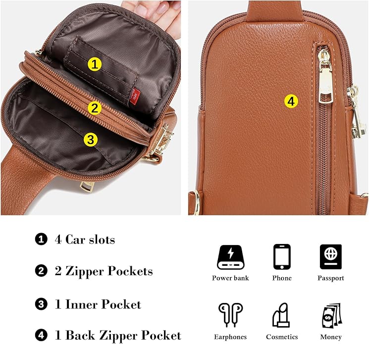 INICAT Small Sling Bag for Women Everyday & Travel Crossbody Bags Lightweight Cross Body Purses Vegan Leather