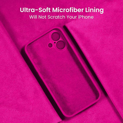FireNova Designed for iPhone 16 Plus Case, Silicone Upgraded [Camera Protection] Case, Soft Anti-Scratch Microfiber Lining Inside, 6.7 inch, Hot Pink