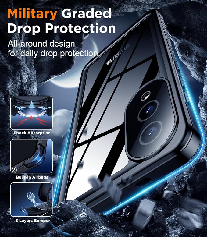Temdan for Samsung Galaxy S25 Edge Case Waterproof, Built-in Lens & Screen Protector Military Grade Shockproof Dropproof IP68 Underwater Full Body Phone Case for Galaxy S25 Edge 6.7"-Black