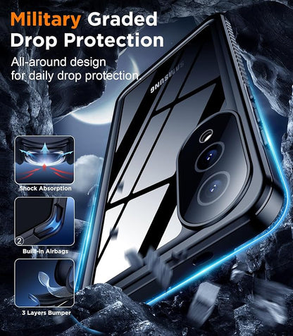 Temdan for Samsung Galaxy S25 Edge Case Waterproof, Built-in Lens & Screen Protector Military Grade Shockproof Dropproof IP68 Underwater Full Body Phone Case for Galaxy S25 Edge 6.7"-Black
