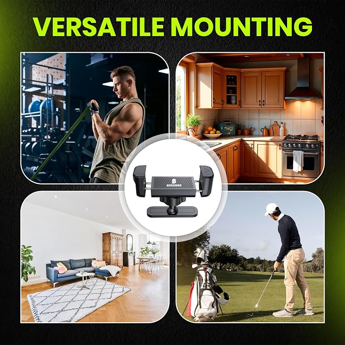 Magnetic Phone Holder for Gym with N52 Magnet and Secure Clip, Strong Magnetic Phone Mount for All Phones, Attaches to Metal Surfaces, Portable Gym Accessories for Men & Women, Secure Grip