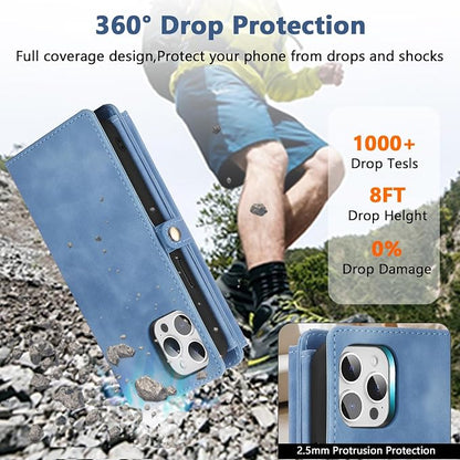 Wallet Case for iPhone 13 Pro Max with Card Holder/Crossbody Wallet/Strap| RFID Blocking | Magnetic | Kickstand | Detachable | PU Leather Phone Case for iPhone 13 Pro Max,6.7 in,Sky Blue