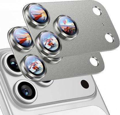 Uyiton Compatible with iPhone 17 Pro Max Camera Lens Protector - [Not Easy to Break][Strong Adsorption][Case-Friendly] Metal Tempered Glass Rear Camera Screen Cover - Natural Titanium, 2 Packs