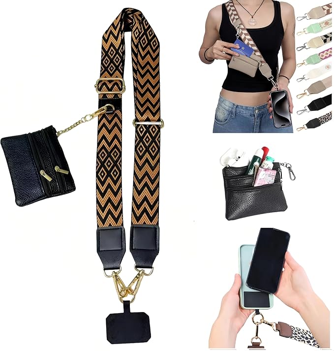 Crossbody Body Phone Holder for Women, New Phone Strap with Zippered Pouch, Adjustable Crossbody Strap